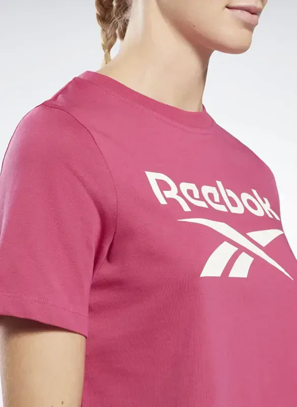 Reebok Crew Neck Plain Pink Women's T-Shirt IC1259 RI BL Crop Tee - 4