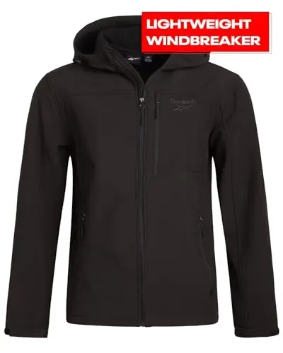 Reebok erkaklar kurtkasi - Kapüşonli yengil softshell kurtka - Erkaklar uchun kundalik ob-havoga chidamli palto (S-XXL) - REEBOK (1)