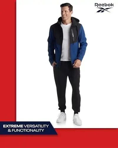 Reebok erkaklar kurtkasi - Kapüşonli yengil softshell kurtka - Erkaklar uchun kundalik ob-havoga chidamli palto (S-XXL) - 5