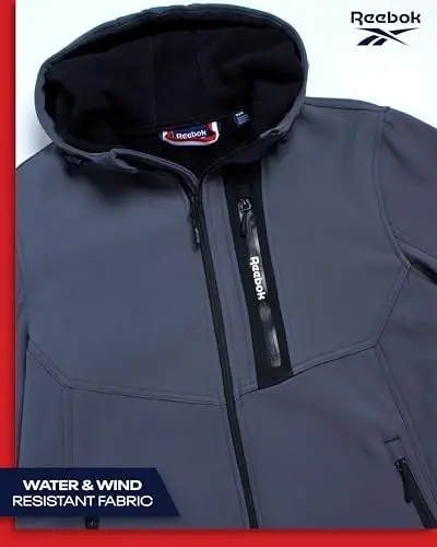 Reebok erkaklar kurtkasi - Kapüşonli yengil softshell kurtka - Erkaklar uchun kundalik ob-havoga chidamli palto (S-XXL) - 4