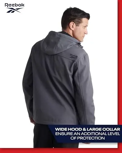 Reebok erkaklar kurtkasi - Kapüşonli yengil softshell kurtka - Erkaklar uchun kundalik ob-havoga chidamli palto (S-XXL) - 6