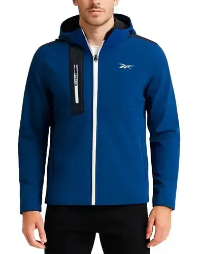 Reebok erkaklar kurtkasi - Ob-havoga chidamli jun qoplamali softshell kurtka пальто - Erkaklar uchun engil kundalik пальто (M-XXL) - 1