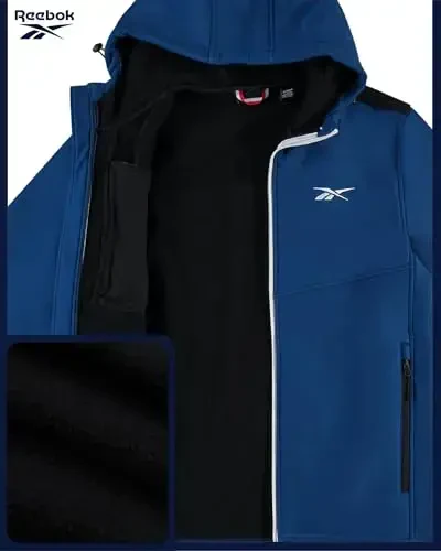 Reebok erkaklar kurtkasi - Ob-havoga chidamli jun qoplamali softshell kurtka пальто - Erkaklar uchun engil kundalik пальто (M-XXL) - 5