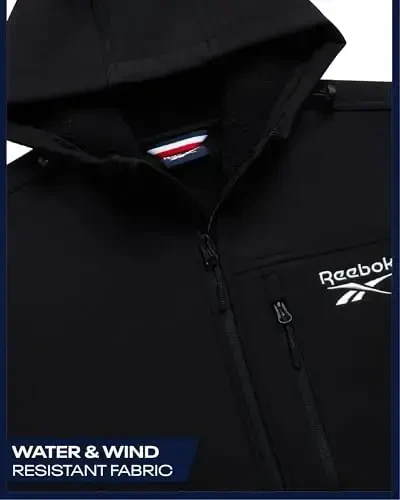 Reebok erkaklar kurtkasi - Suvga chidamli fermuarli Sherpa junli yumshoq qobiqli erkaklar uchun yengil kurtka - Erkaklar uchun qishki kurtkalar - 3