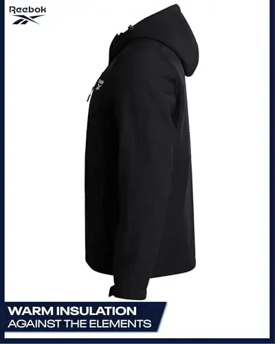 Reebok erkaklar kurtkasi - Suvga chidamli fermuarli Sherpa junli yumshoq qobiqli erkaklar uchun yengil kurtka - Erkaklar uchun qishki kurtkalar - 5