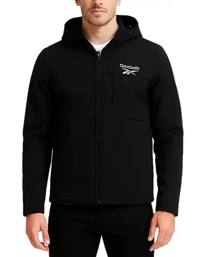 Reebok erkaklar kurtkasi - Suvga chidamli fermuarli Sherpa junli yumshoq qobiqli erkaklar uchun yengil kurtka - Erkaklar uchun qishki kurtkalar - 7