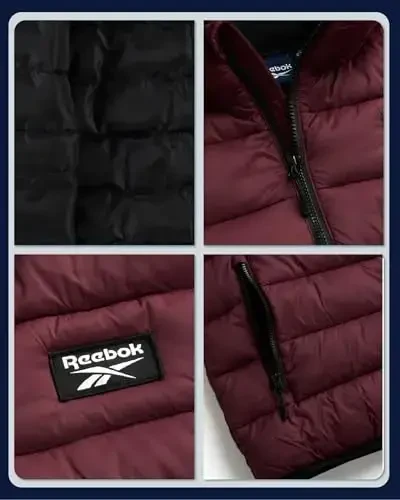 Reebok erkaklar kurtkasi – Yengil kapüşonli kaplamali puffer palto – Erkaklar uchun issiq izolyatsiyalangan qishki kurtka (S-4X) - 3