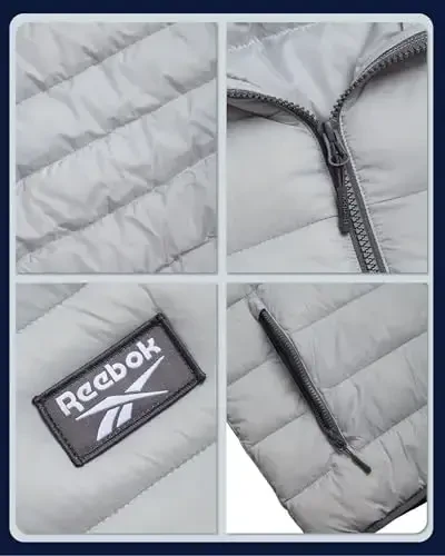 Reebok erkaklar kurtkasi - Yengil kapüşonli paxtali puffer palto - Erkaklar uchun issiq izolyatsiyalangan qishki kurtka (S-4X) - 3