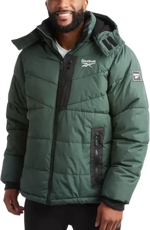 Reebok Erkaklar Qishki Kurtka - Qalin Og'ir vaznli chang'i qishki paltosi - Erkaklar uchun issiq izolyatsiyalangan kapüşonlu puffer paltosi - 2