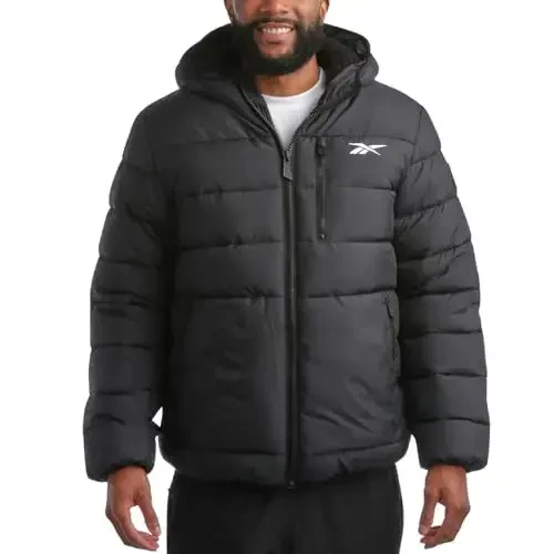 Reebok erkaklar qishki kurtkasi - Og'ir Sherpa astarlı puffer parka erkaklar qishki paltosi - Erkaklar uchun izolyatsiyalangan kapitone qilingan chang'i kurtkasi - 1