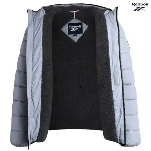 Reebok erkaklar qishki kurtkasi - Og'ir Sherpa astarli puffer Parka erkaklar qishki paltosi - Erkaklar uchun izolyatsiyalangan kapitone qilingan chang'i kurtkasi - 4