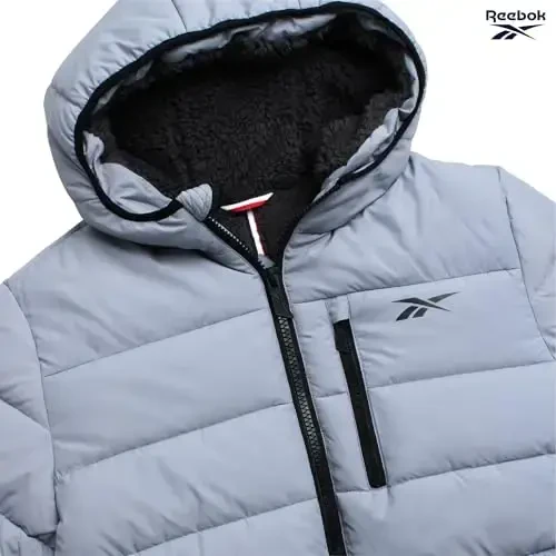 Reebok erkaklar qishki kurtkasi - Og'ir Sherpa astarli puffer Parka erkaklar qishki paltosi - Erkaklar uchun izolyatsiyalangan kapitone qilingan chang'i kurtkasi - 5
