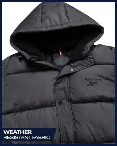 Reebok erkaklar qishki kurtkasi - Og'ir vaznli izolyatsiyalangan erkaklar qishki paltosi - Shamol suvga chidamli kapitone puffer kurtkalar erkaklar uchun - 5