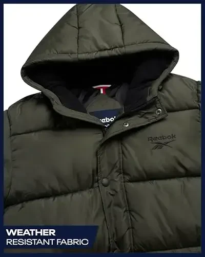 Reebok erkaklar qishki kurtkasi - Og'ir vaznli izolyatsiyalangan erkaklar qishki paltosi - Shamol suvga chidamli tikilgan puffer kurtkalar erkaklar uchun - 4