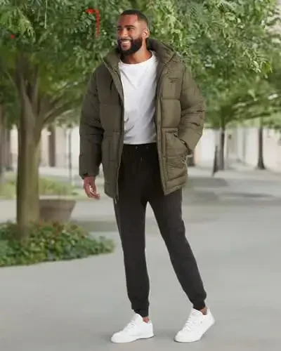 Reebok erkaklar qishki kurtkasi - Og'ir vaznli izolyatsiyalangan erkaklar qishki paltosi - Shamol suvga chidamli tikilgan puffer kurtkalar erkaklar uchun - 7