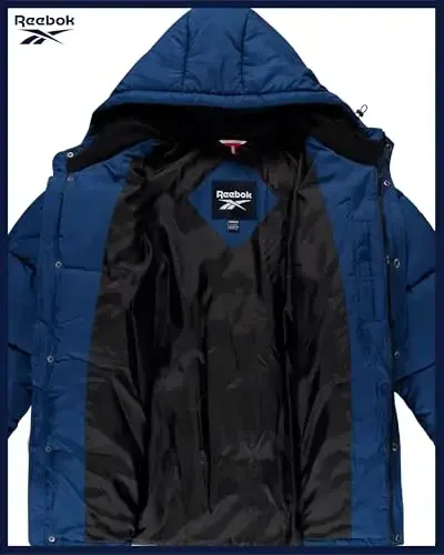 Reebok erkaklar qishki kurtkasi - Og'ir vaznli izolyatsiyalangan erkaklar qishki paltosi - Shamol suvga chidamli tikilgan puffer kurtkalar erkaklar uchun - 4