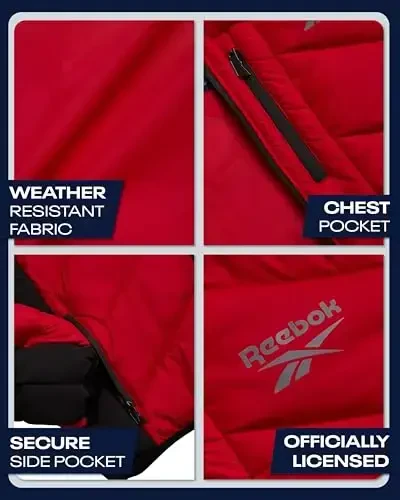 Reebok erkaklar qishki kurtkasi - suvga chidamli og'ir puffer palto kaputli - erkaklar uchun tikilgan izolyatsiyalangan issiq qishki palto - 3