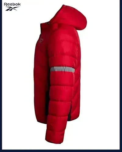 Reebok erkaklar qishki kurtkasi - suvga chidamli og'ir puffer palto kaputli - erkaklar uchun tikilgan izolyatsiyalangan issiq qishki palto - 5