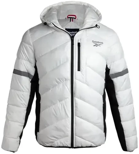 Reebok erkaklar qishki kurtkasi - Suvga chidamli og'ir puffli palto qalpoqli - Erkaklar uchun tikilgan izolyatsiyalangan iliq qishki palto 