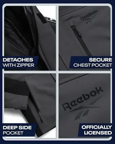 Reebok erkaklar qishki paltosi – Yechib olinadigan puffer paltosi bo'lgan softshell kurtka – Erkaklar uchun chang'i tizimli kurtka (M-XXL) - 3