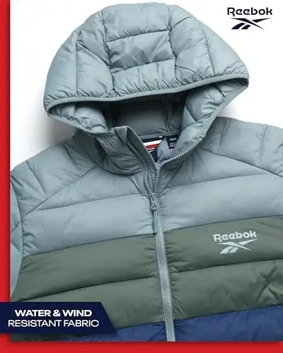 Reebok Mens Jacket - Lightweight Hooded Quilted Puffer Coat - Warm Insulated Winter Jacket for Men (S-4X) - 4
