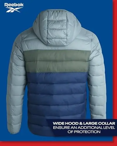 Reebok Mens Jacket - Lightweight Hooded Quilted Puffer Coat - Warm Insulated Winter Jacket for Men (S-4X) - 6