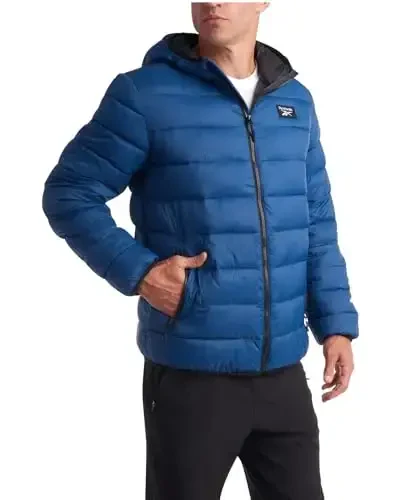 Reebok Mens Puffer Jacket - Lightweight Quilted Glacier Shield Plus Size Puffer Jackets for Men - Insulated Mens Winter Coats - 2