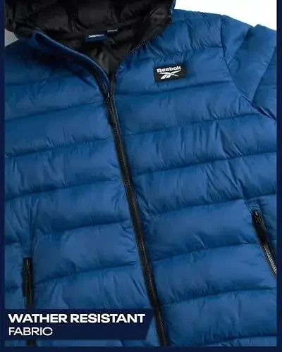 Reebok Mens Puffer Jacket - Lightweight Quilted Glacier Shield Plus Size Puffer Jackets for Men - Insulated Mens Winter Coats - 5