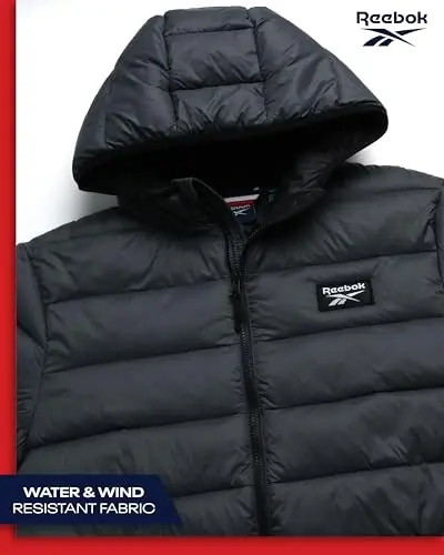Reebok Men's Jacket – Lightweight Hooded Quilted Puffer Coat – Warm Insulated Winter Jacket for Men (S-4X) - 4