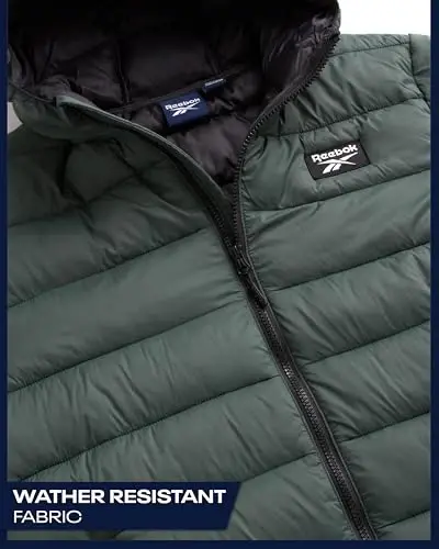 Reebok Mens Puffer Jacket - Lightweight Quilted Glacier Shield Plus Size Puffer Jackets for Men - Insulated Mens Winter Coats - 4