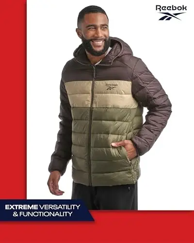 Reebok Men's Jacket – Lightweight Hooded Quilted Puffer Coat – Warm Insulated Winter Jacket for Men (S-4X) - 3