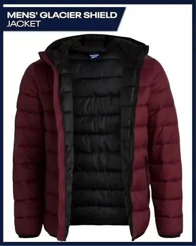 Reebok Mens Puffer Jacket - Lightweight Quilted Glacier Shield Plus Size Puffer Jackets for Men - Insulated Mens Winter Coats - REEBOK (1)