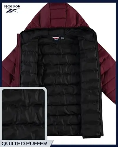Reebok Men's Jacket – Lightweight Hooded Quilted Puffer Coat – Warm Insulated Winter Jacket for Men (S-4X) - 4