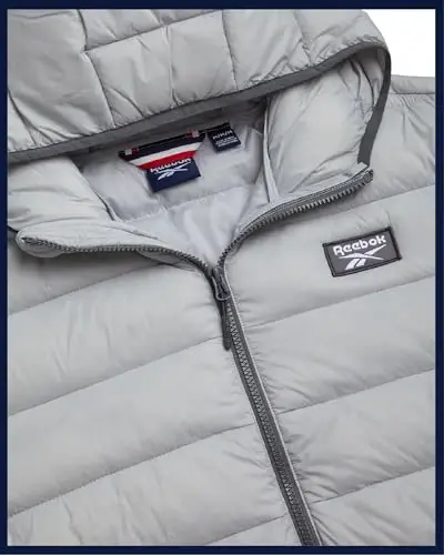 Reebok Mens Puffer Jacket - Lightweight Quilted Glacier Shield Plus Size Puffer Jackets for Men - Insulated Mens Winter Coats - 5