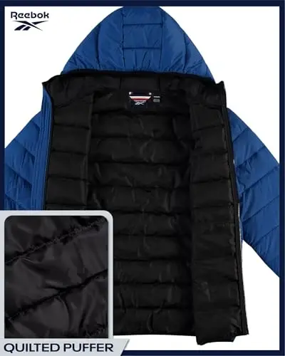 Reebok Mens Puffer Jacket - Lightweight Quilted Glacier Shield Plus Size Puffer Jackets for Men - Insulated Mens Winter Coats - 4