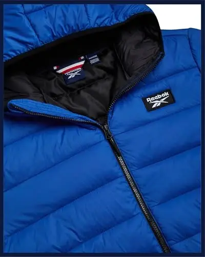 Reebok Mens Puffer Jacket - Lightweight Quilted Glacier Shield Plus Size Puffer Jackets for Men - Insulated Mens Winter Coats - 5