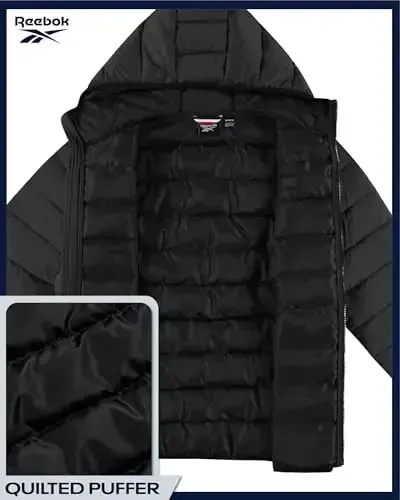 Reebok Men's Jacket – Lightweight Hooded Quilted Puffer Coat – Warm Insulated Winter Jacket for Men (S-4X) - 4