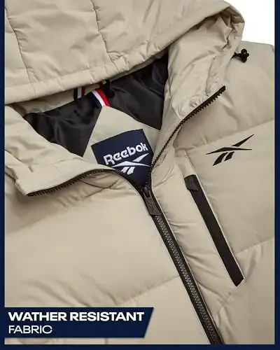 Reebok Mens Jacket - Weather Resistant Winter Jackets for Men Quilted Warm Coat Puffer Jacket with Hood and Pockets - 4