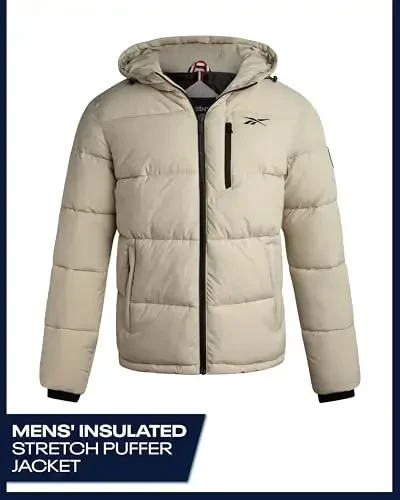 Reebok Mens Jacket - Weather Resistant Winter Jackets for Men Quilted Warm Coat Puffer Jacket with Hood and Pockets - 6
