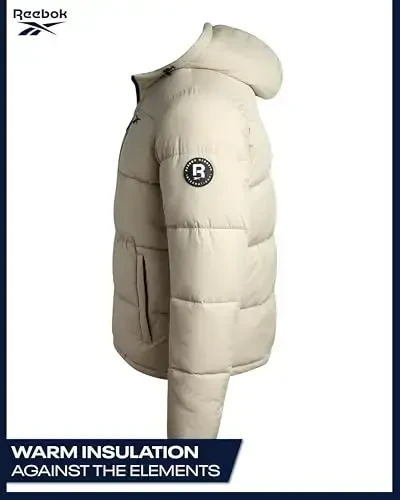Reebok Mens Jacket - Weather Resistant Winter Jackets for Men Quilted Warm Coat Puffer Jacket with Hood and Pockets - 5