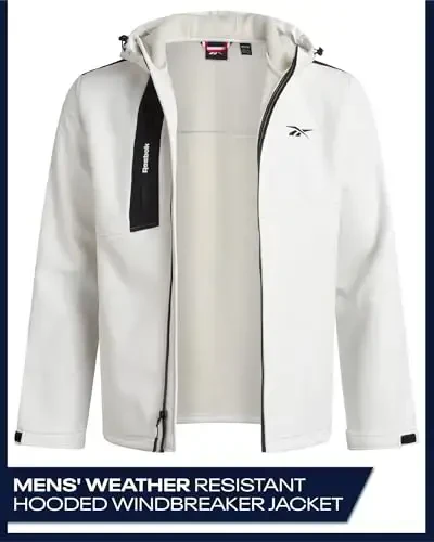 Reebok Mens Jacket - Water Resistant Zip Up Sherpa Fleece Lined Softshell Mens Lightweight Jacket - Winter Jackets for Men 