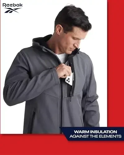 Reebok Men's Jacket - Lightweight Softshell Jacket with Hood – Casual Weather Resistant Coat for Men (S-XXL) - 3