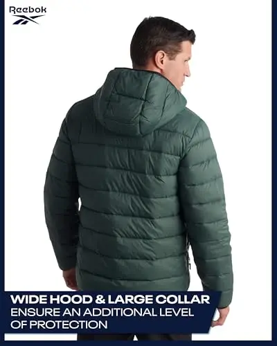 Reebok Mens Puffer Jacket - Lightweight Quilted Glacier Shield Plus Size Puffer Jackets for Men - Insulated Mens Winter Coats - 6