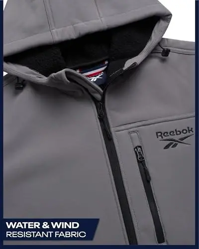 Reebok Mens Jacket - Water Resistant Zip Up Sherpa Fleece Lined Softshell Mens Lightweight Jacket - Winter Jackets for Men - 3