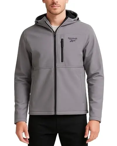 Reebok Mens Jacket - Water Resistant Zip Up Sherpa Fleece Lined Softshell Mens Lightweight Jacket - Winter Jackets for Men - 7
