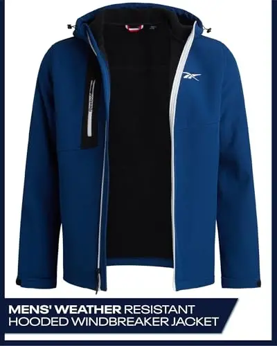 Reebok Mens Jacket - Water Resistant Zip Up Sherpa Fleece Lined Softshell Mens Lightweight Jacket - Winter Jackets for Men - 2