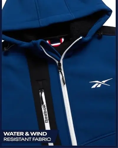 Reebok Mens Jacket - Water Resistant Zip Up Sherpa Fleece Lined Softshell Mens Lightweight Jacket - Winter Jackets for Men - 4