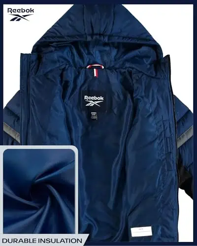 Reebok Boys Puffer Jacket - Heavyweight Quilted Wind & Water Resistant Boys Winter Coat - Insulated Bubble Kids Winter Jacket - 4