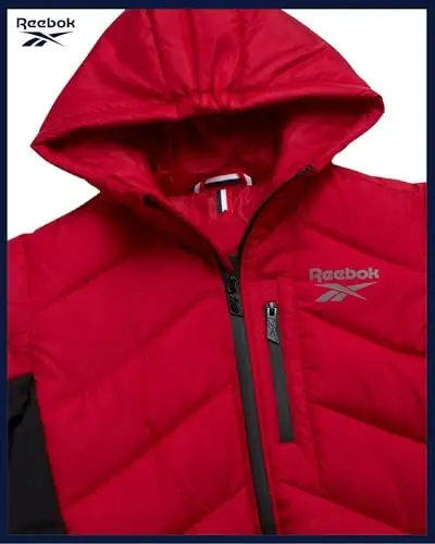 Reebok Boys Puffer Jacket - Heavyweight Quilted Wind & Water Resistant Boys Winter Coat - Insulated Bubble Kids Winter Jacket - 5