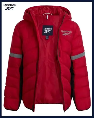 Reebok Boys Puffer Jacket - Heavyweight Quilted Wind & Water Resistant Boys Winter Coat - Insulated Bubble Kids Winter Jacket - 2